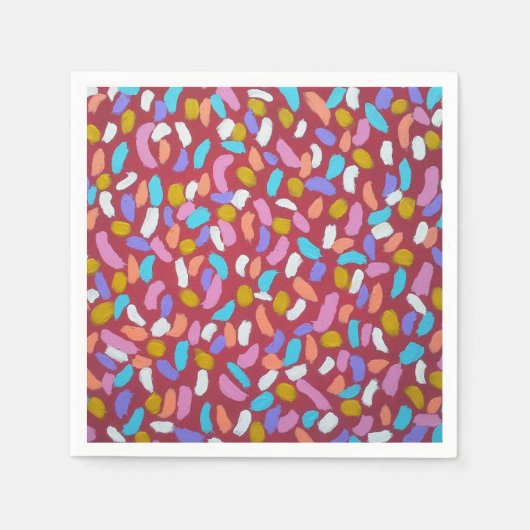 レッド紙吹雪紙ナプキンス スタンダードカクテルナプキン (正面)