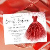 レッド素晴らしグリッターガウンドレススウィート16パーティー 招待状