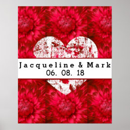 レッド素晴らしズ結婚ダリア花びらX23 ポスター