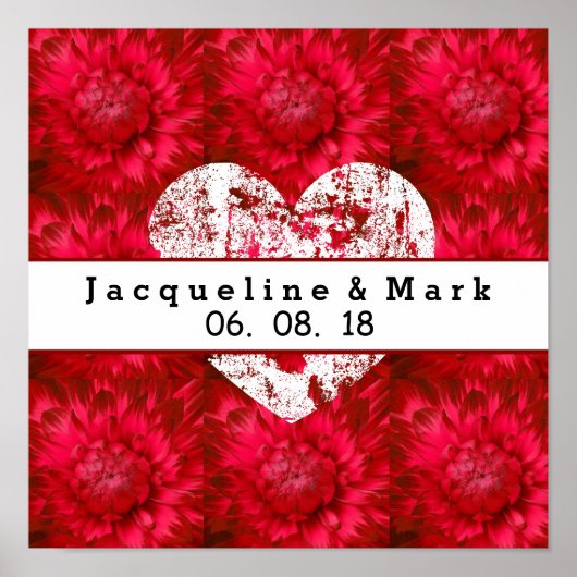 レッド素晴らしズ結婚ダリア花びらX23 ポスター (正面)