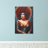 レッド素晴らしボンシェルドラッグクイーンポートレート キャンバスプリント (インサイチュ (ウッドフロア))