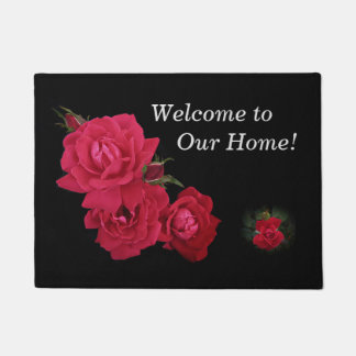 レッド素晴らしローズドアマット ドアマット