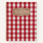レッド素朴ギンガムリネンファームハウスファミリーレシピ ノートブック (正面)