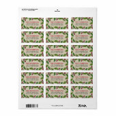 レッド素朴グリーンホリーベリーリース差出人住所 ラベル (フルシート)