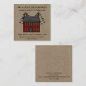 レッド素朴サ初期のルトボックスハウスカントリークラフト スクエア名刺 (正面/裏面)