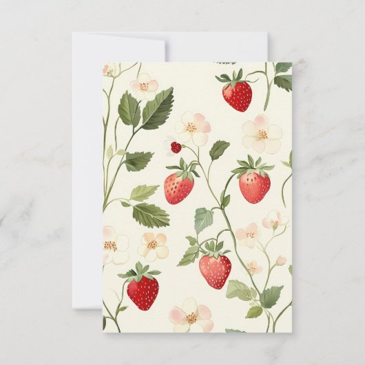 レッド素朴ストロベリーファースト誕生日 サンキューカード (裏面)