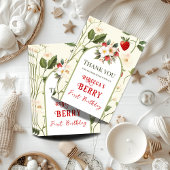 レッド素朴ストロベリーファースト誕生日 サンキューカード