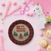 レッド素朴バッファローチェックキャンプキャンプ誕生日 ペーパープレート (パーティー)