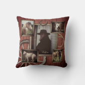 レッド素朴バパーソナライズされたンフォト&文字 クッション (裏面)