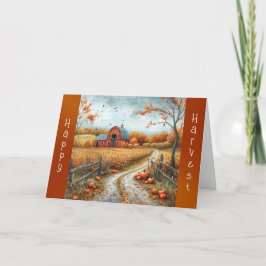 レッド素朴バーンオータムイラストレーション感謝祭 カード