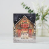 レッド素朴バーンカントリークリスマスパーティー 案内ポストカード (スタンド正面)