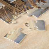 レッド素朴バーン（鳥）ショウジョウコウカンチョウバードファームハウス ジグソーパズル (側面)