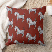 レッド素朴フォークアートホースコテージコアホリデイ クッション (ブランケット)