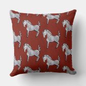 レッド素朴フォークアートホースコテージコアホリデイ クッション (裏面)