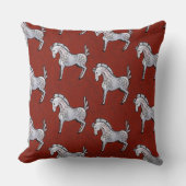 レッド素朴フォークアートホースコテージコアホリデイ クッション (正面)