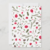 レッド素朴フローラリースコージークリスマスギャザリング 招待状 (裏面)