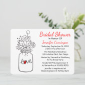 レッド素朴ブライダルシャワーメイソンジャーフラワーズ 招待状 (スタンド正面)