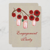 レッド素朴メイソンジャース婚約パーティ招待状 招待状 (正面/裏面)