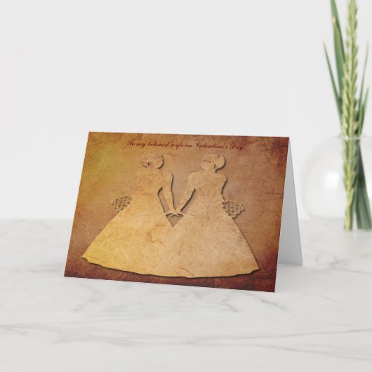 レッド素朴ヴィンテージテクスチャレズビアン妻バレンタイン シーズンカード (正面)