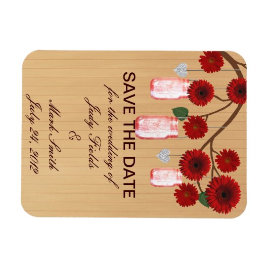 レッド素朴・メイソン・ジャースが日付マグネットを保存 マグネット (横)