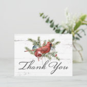 レッド素朴（鳥）ショウジョウコウカンチョウウォーターカラーホリデー サンキューカード (スタンド正面)