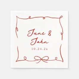 レッド結婚ズカクテルナプキンズレッドボウ詳細 スタンダードカクテルナプキン