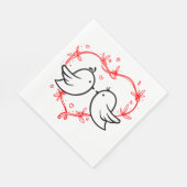 レッド結婚ズブラックラブバード&ハートブライダルシャワー スタンダードランチョンナプキン (角)