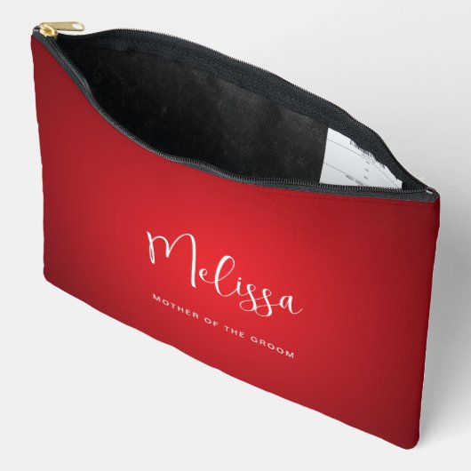 レッド結婚テーマの母ザグルーム名前をカスタムする アクセサリーポーチ (見開き)