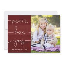 レッド絵を描ピースラブジョイ写真ホリデーカード