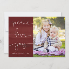 レッド絵を描ピースラブジョイ写真ホリデーカード シーズンカード