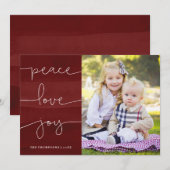 レッド絵を描ピースラブジョイ写真ホリデーカード シーズンカード (正面/裏面)