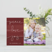 レッド絵を描ピースラブジョイ写真ホリデーカード シーズンカード (スタンド正面)