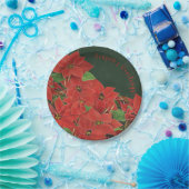 レッド絵を描ポインセティアホリデー紙プレート ペーパープレート (パーティー)