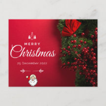 レッド美しいとミニマリストのクリスマスカード