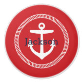 レッド航海のいかりモノグラム セラミックノブ (正面)