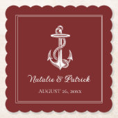 レッド航海のいかり結婚の紙コースター ペーパーコースター (正面)