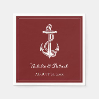 レッド航海のいかり結婚ズ紙ナプキンス スタンダードカクテルナプキン