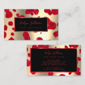 レッド花びらフェイクゴールドフォイルビジネスカード 名刺 (正面/裏面)