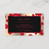 レッド花びらフェイクゴールドフォイルビジネスカード 名刺 (裏面)