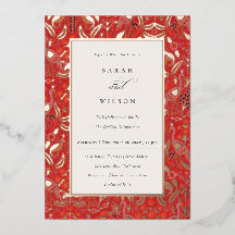 レッド華美クラシーフローラピーコック金ゴールド結婚ズ