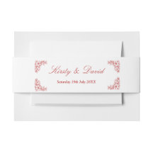 レッド華美フローラ結婚式招待状ベリーバンド