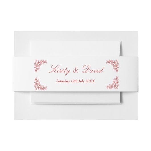 レッド華美フローラ結婚式招待状ベリーバンド 招待状ベリーバンド (正面例)