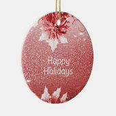 レッド葉クリスマス セラミックオーナメント (右)