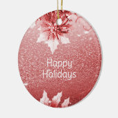 レッド葉クリスマス セラミックオーナメント (左)