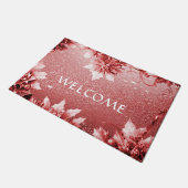 レッド葉クリスマス ドアマット (アングル)