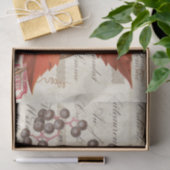 レッド葉ベリ植物画フランスの素工芸品 薄葉紙 (ギフト)