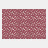 レッド葉、ブルー、ブラックのメタリックな雪と雪 ラッピングペーパーシート (正面)