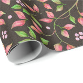 レッド葉&ベリー ラッピングペーパー (ロールコーナー)