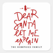 レッド親愛・サンタがクリスマスを説明おもしろいしよう スクエアシール (正面)