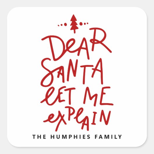 レッド親愛・サンタがクリスマスを説明おもしろいしよう スクエアシール (正面)